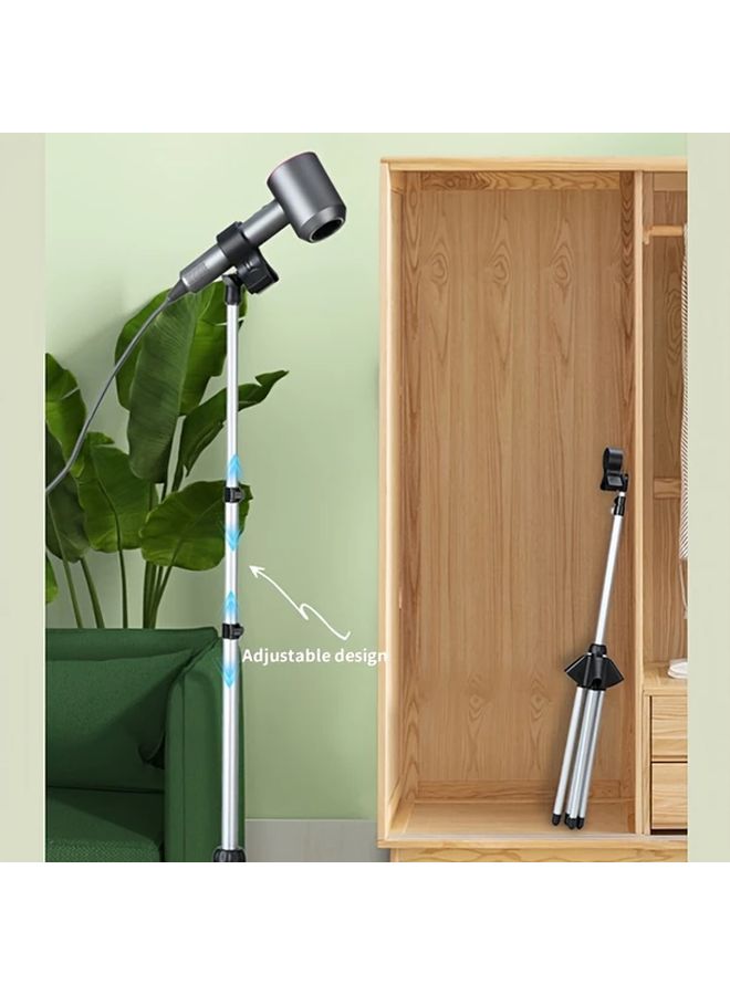 Black Hair Dryer Floor Stand Portable Adjustable Folding Holder Compatible with Tripods - Image 4