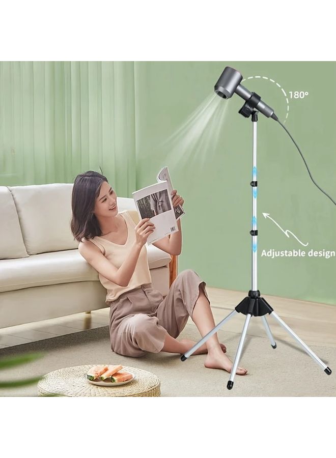 Black Hair Dryer Floor Stand Portable Adjustable Folding Holder Compatible with Tripods - Image 2