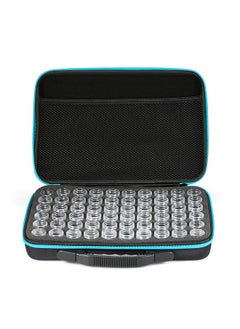 60-Bottles Diamond Painting Box Shockproof Drop-proof Double-Zipper Closure Embroidery Rhinestones Storage Container Case--Blue