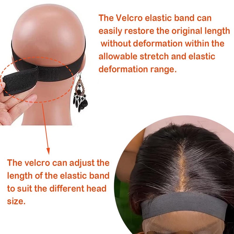 مياوبا Wig Kit for Lace Front Wigs for Beginners 7Pcs, Lace Melting Elastic Band for Wigs, Edge Laying Scarf with Wig Caps, Eyebrow Razors, Tweezers, Edge Brush, Wig Grip Headband, Mini Scissors - Image 2