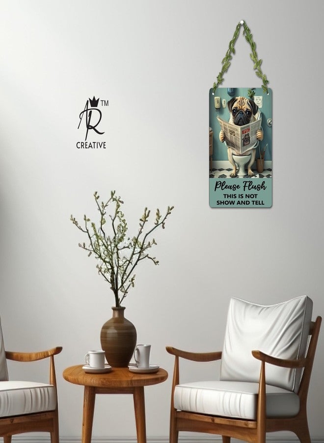 AR Creative Please Flush - Funny Wall Hanging For Home Decoration, Motivational Quotes MDF Wooden Wall Art, Bathroom Quotes, Home, Office Decor, Wall Wood Hanger (7.87 inch x 11.41 inch) - Image 3
