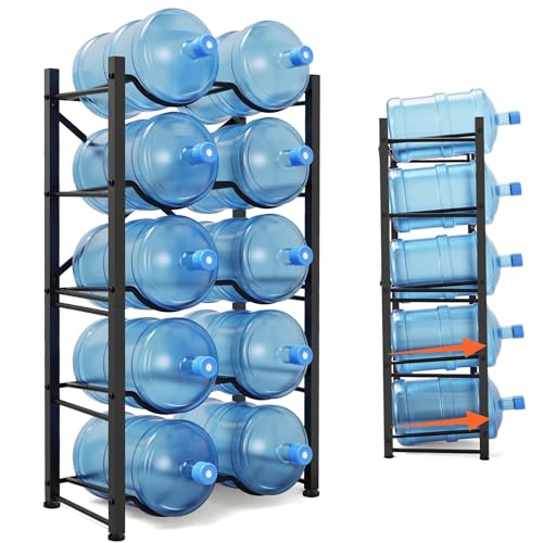 Semoprus 5 Gallon Water Bottle Holder for 10 Bottles, 5 Tiers Double Row Water Jug Holder, Detachable Heavy Duty Water Jug Stand, Water Jug Rack for Office, Kitchen, Garages, Restaurant, and Gym - Image 2