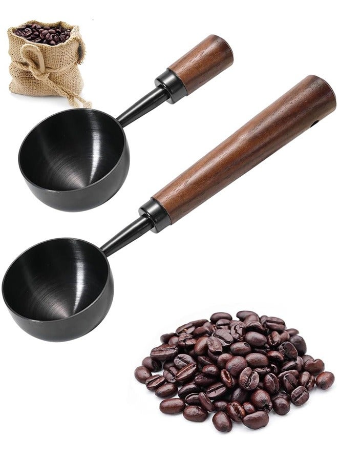 2 PCS Vintage Coffee Scoop, 30ml Coffee Measuring Spoon, Retro Stainless Steel Coffee Spoon with Wooden Handle - Image 1