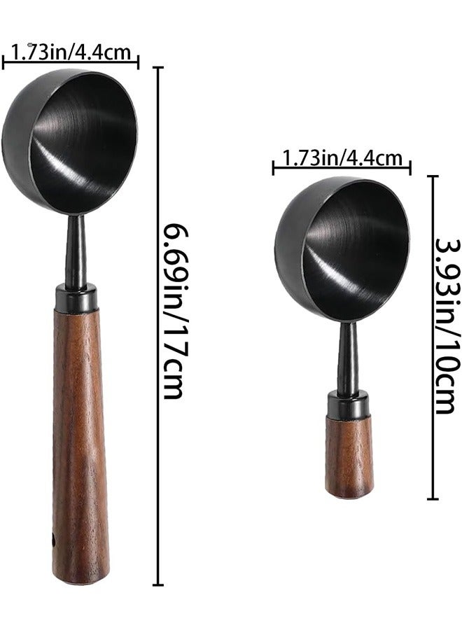 2 PCS Vintage Coffee Scoop, 30ml Coffee Measuring Spoon, Retro Stainless Steel Coffee Spoon with Wooden Handle - Image 2