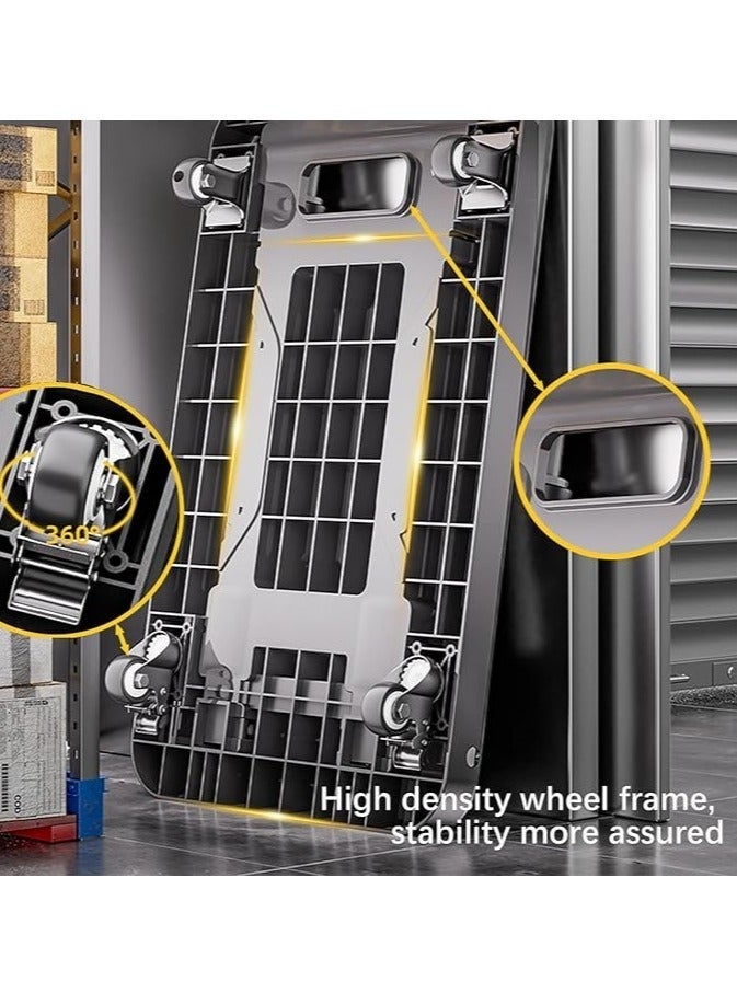 Portable Hand Truck, Foldable Platform Trolley Cart, Equipped with Straps and 360 Degree Wheels, Suitable for Warehouse Handling, Supermarket Shopping, and Outdoor Travel (Grey) - Image 5