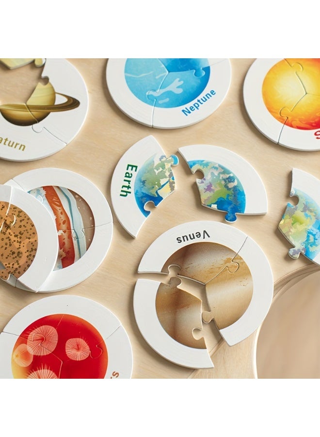 BEBEGO 27PCS Wooden Solar Puzzle Toy Space System Themed for Kids Preschool Learning Activities Planets Educational Toys Classroom Christmas Holiday Gift for Boys Girls Children - Image 2