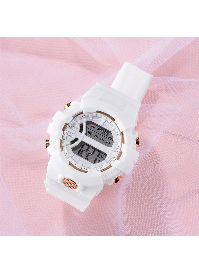 Shocknshop Shocknshop Rubber Digital Kid Children Multi Functional Pink Dial Watch For Girls & Boys -325Pi (White), Pink Band  - Image 4