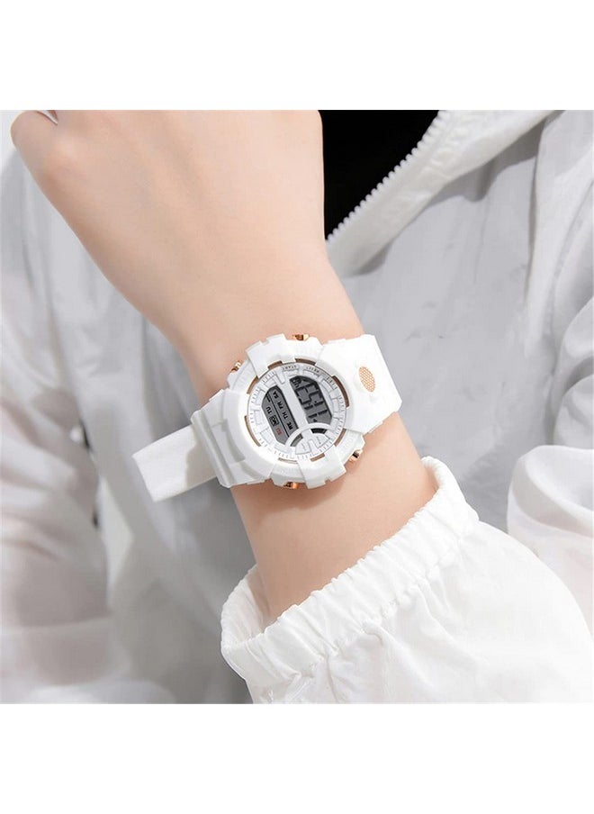 Shocknshop Shocknshop Rubber Digital Kid Children Multi Functional Pink Dial Watch For Girls & Boys -325Pi (White), Pink Band  - Image 3