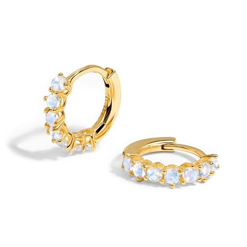 Moon Magic | Authentic Moonstone Earrings for Women | Black Obsidian, Onyx Earrings and studs| 18K Rose & Yellow Gold | Sterling Silver Moonstone Jewelry for women - Image 1