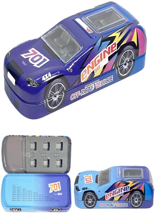 ZAFCO Metal Car Pencil Box for Kids | Compass for Boys | Two Layer Pen Box for Students | Car Geometry for School | Pencil Box for Boys | Birthday Return Gift 1 Unit (Random Blue) - Image 1