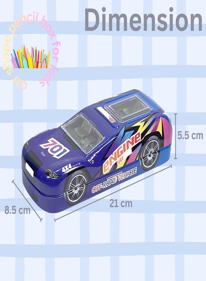 ZAFCO Metal Car Pencil Box for Kids | Compass for Boys | Two Layer Pen Box for Students | Car Geometry for School | Pencil Box for Boys | Birthday Return Gift 1 Unit (Random Blue) - Image 3