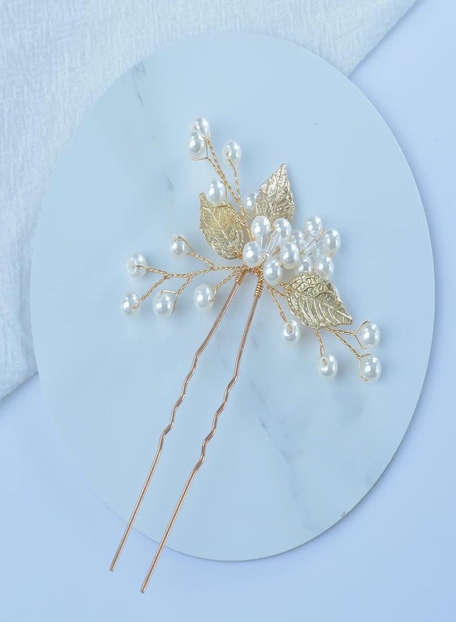 DHANABAPA Pearl Hair Pins for Women & Girls | Bridal Juda Bun Pins for Wedding, Party & Festive Hair Styling | Fancy Juda Accessories for Long Hair, Perfect for Brides, Bridesmaids - 3 Pcs, Gold. - Image 4