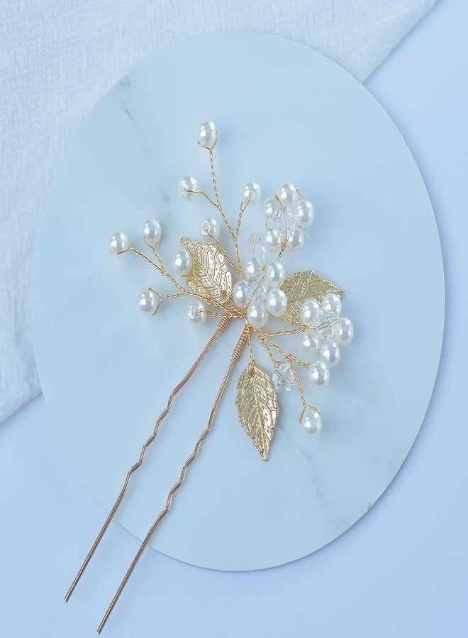 DHANABAPA Pearl Hair Pins for Women & Girls | Bridal Juda Bun Pins for Wedding, Party & Festive Hair Styling | Fancy Juda Accessories for Long Hair, Perfect for Brides, Bridesmaids - 3 Pcs, Gold. - Image 5