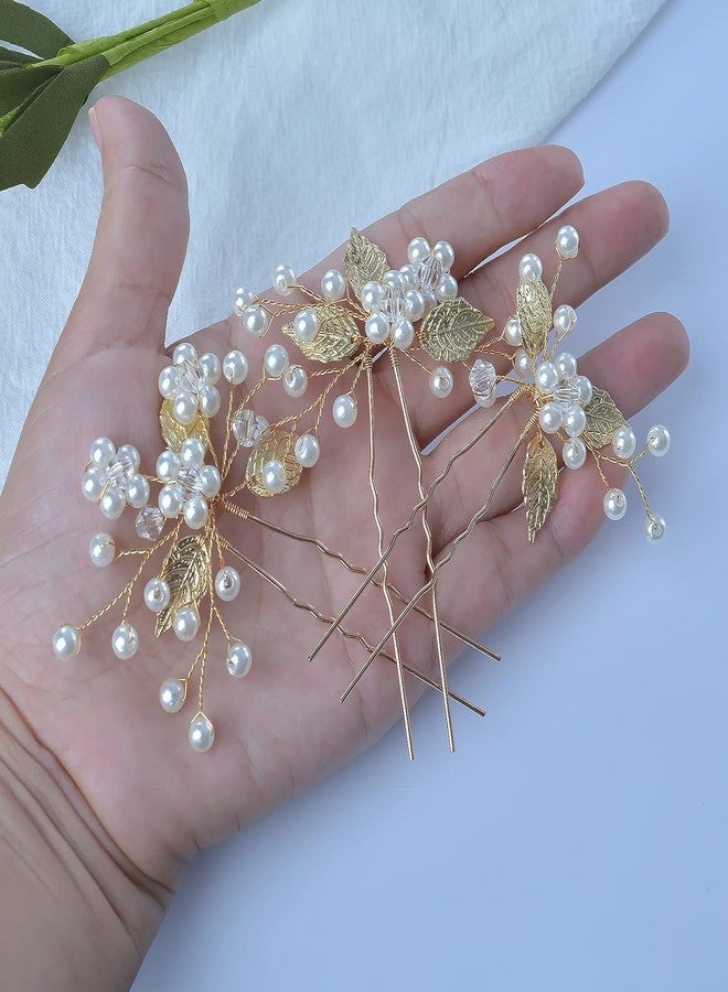 DHANABAPA Pearl Hair Pins for Women & Girls | Bridal Juda Bun Pins for Wedding, Party & Festive Hair Styling | Fancy Juda Accessories for Long Hair, Perfect for Brides, Bridesmaids - 3 Pcs, Gold. - Image 1