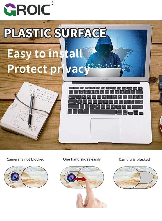 GROIC Webcam Cover 8 Pack, Ultra-Thin Camera Privacy Protector, Slide for Laptop/Mac/MacBook Air/iPad/iMac/PC/Cell Phone, Covers Laptop Accessories - Marble Texture - Image 2