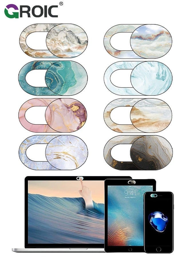 GROIC Webcam Cover 8 Pack, Ultra-Thin Camera Privacy Protector, Slide for Laptop/Mac/MacBook Air/iPad/iMac/PC/Cell Phone, Covers Laptop Accessories - Marble Texture - Image 1