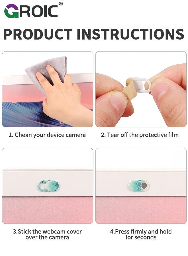 GROIC Webcam Cover 8 Pack, Ultra-Thin Camera Privacy Protector, Slide for Laptop/Mac/MacBook Air/iPad/iMac/PC/Cell Phone, Covers Laptop Accessories - Marble Texture - Image 4