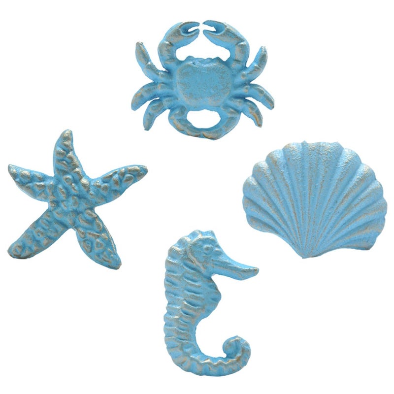 4Pcs Cast Iron Cabinet Knobs Coastal Beach Theme Drawer Door Handles Retro Animal Hardware - Image 2