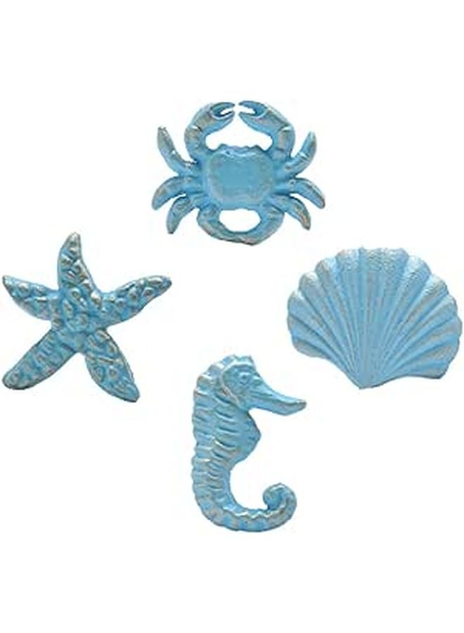 4Pcs Cast Iron Cabinet Knobs Coastal Beach Theme Drawer Door Handles Retro Animal Hardware - Image 1