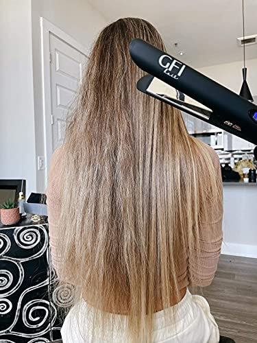 GFI Hair Straightener - Turbo Heating Element - Titanium Flat Iron - Straightens & Curls Any Hair Type - Temperature Control - Pouch & Glove Included - Image 5