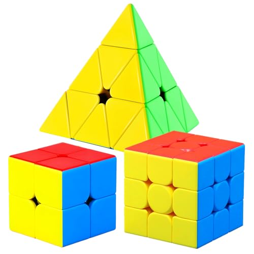 CFMOUR مجموعة مكعبات السرعة CFMOUR مويو ميلونغ 2x2x2 3x3x3 هرم مكعبات حزمة بدون ملصقات مكعبات سحرية مع دوران سلس وألعاب ألغاز للأطفال والبالغين - Image 1