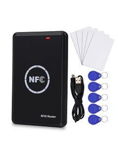 ناسخ بطاقات التحكم في الوصول الذكي مع 5 بطاقات مفاتيح قابلة للكتابة، قارئ RFID، ناسخ بطاقات 125 كيلو هرتز، فك تشفير بطاقات 13.56 ميجا هرتز، ناسخ علامات NFC، بطاقة هوية ذكية بدون تلامس