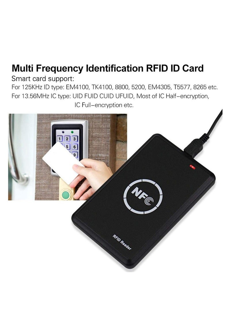 Generic - ناسخ بطاقات التحكم في الوصول الذكي مع 5 بطاقات مفاتيح قابلة للكتابة، قارئ RFID، ناسخ بطاقات 125 كيلو هرتز، فك تشفير بطاقات 13.56 ميجا هرتز، ناسخ علامات NFC، بطاقة هوية ذكية بدون تلامس - Image 1
