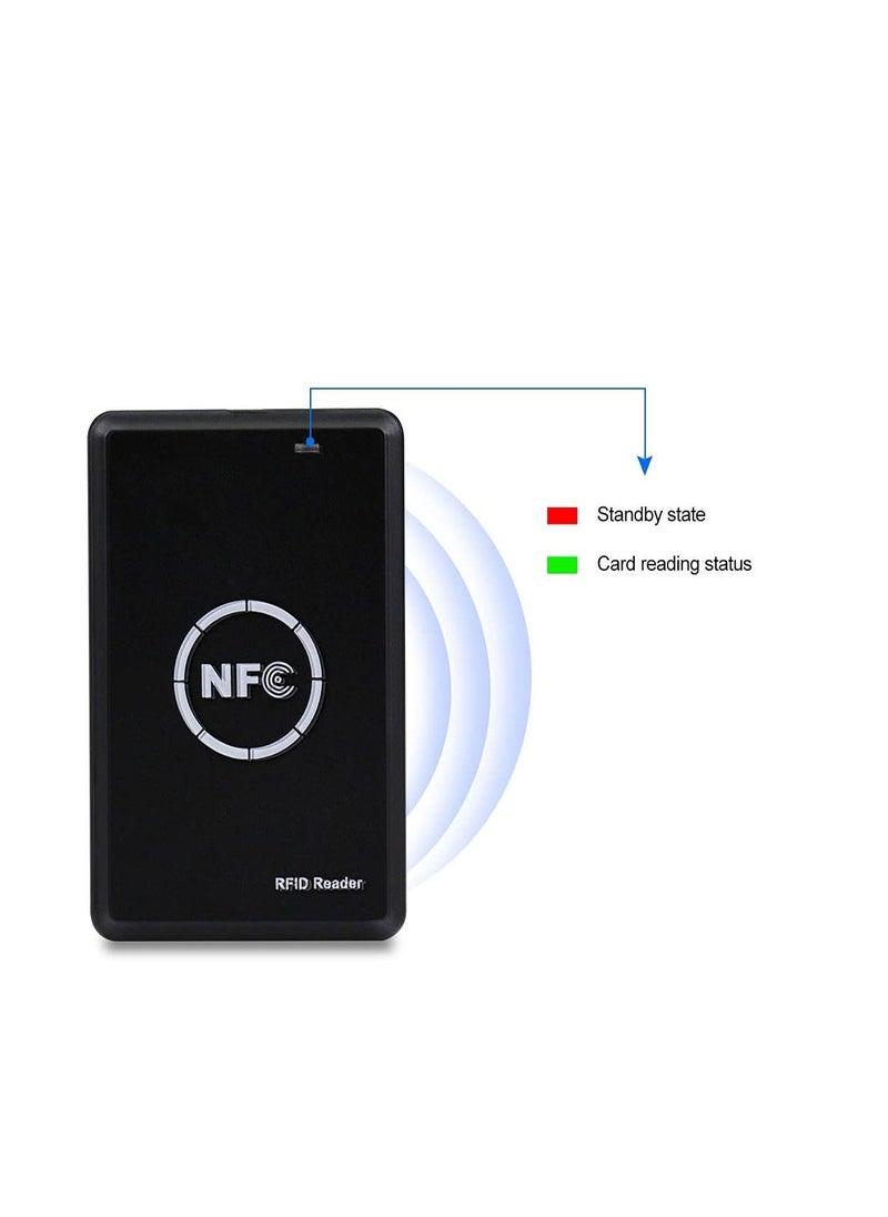Generic - ناسخ بطاقات التحكم في الوصول الذكي مع 5 بطاقات مفاتيح قابلة للكتابة، قارئ RFID، ناسخ بطاقات 125 كيلو هرتز، فك تشفير بطاقات 13.56 ميجا هرتز، ناسخ علامات NFC، بطاقة هوية ذكية بدون تلامس - Image 1