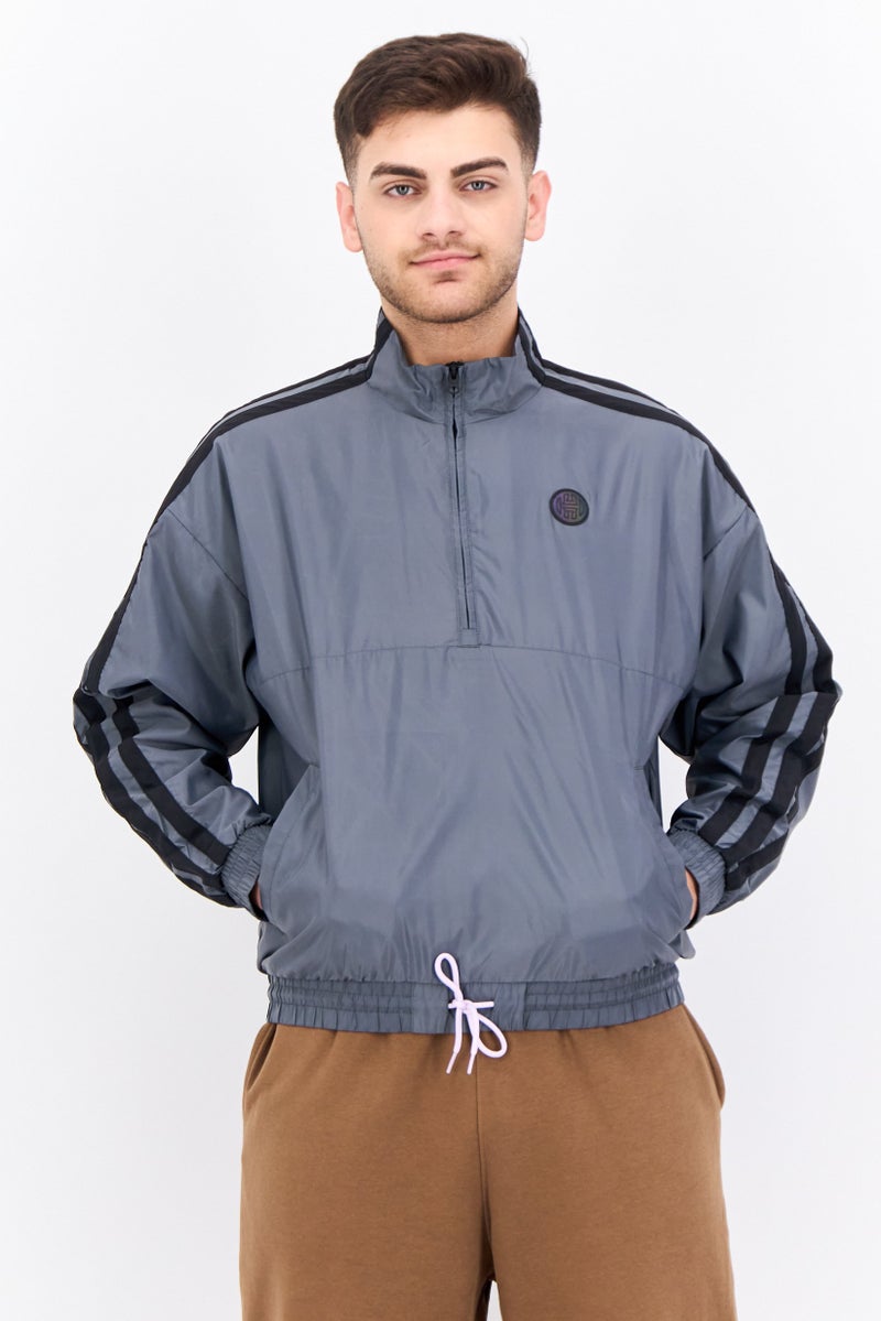 Adidas Men Sportswear Fit Long Sleeve Outdoor Jacket, Grey - Image 1