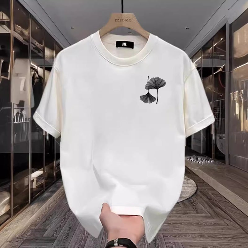 Casual Fashion Heavy Cotton Short-Sleeved T-Shirt Men'S Summer Arrival Explosions All-Match Fashion Brand Half-Sleeved T-Shirt Hugh - Image 3