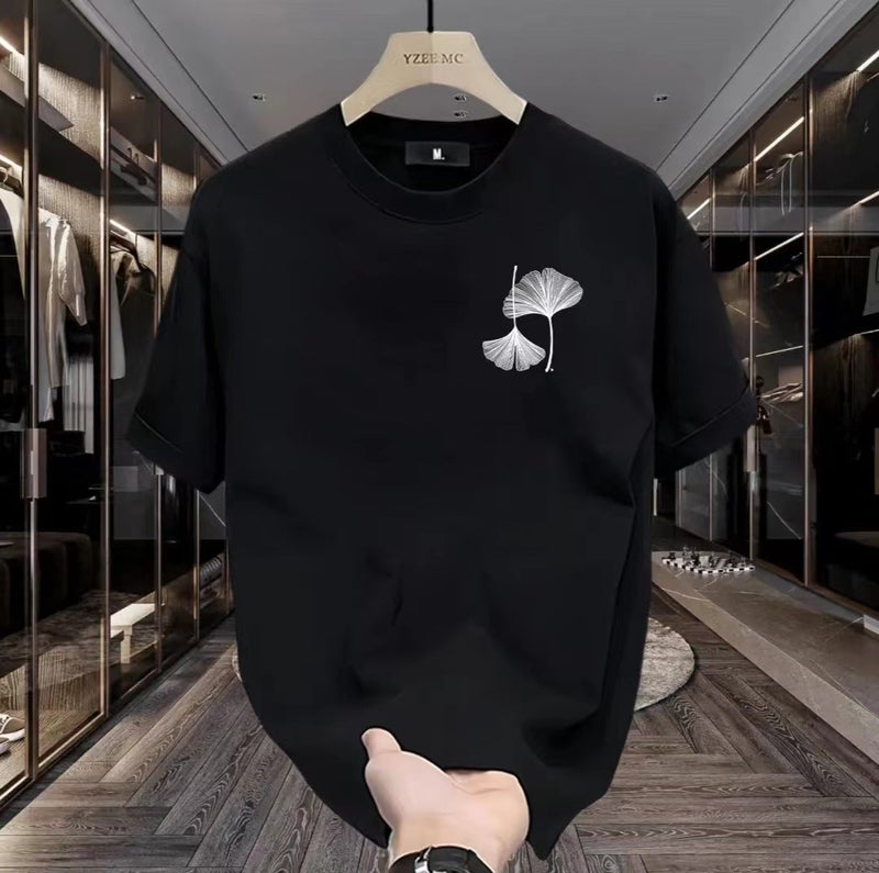Casual Fashion Heavy Cotton Short-Sleeved T-Shirt Men'S Summer Arrival Explosions All-Match Fashion Brand Half-Sleeved T-Shirt Hugh - Image 1