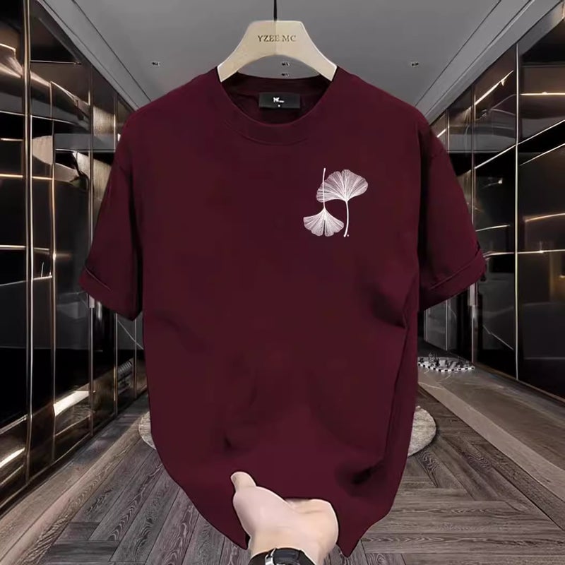 Casual Fashion Heavy Cotton Short-Sleeved T-Shirt Men'S Summer Arrival Explosions All-Match Fashion Brand Half-Sleeved T-Shirt Hugh - Image 2