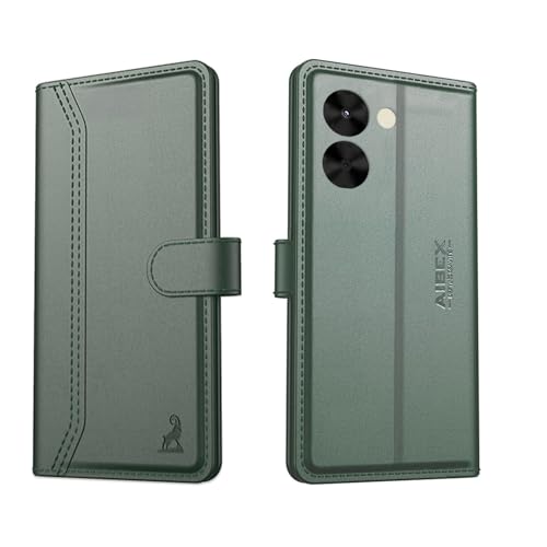 AIBEX ® Compatible for Redmi A5 / Poco C71 Flip Cover Leather Finish with Magnatic Closure | Inside TPU with Card Pockets | Wallet Stand | Complete Protection Flip Case -Green - Image 1