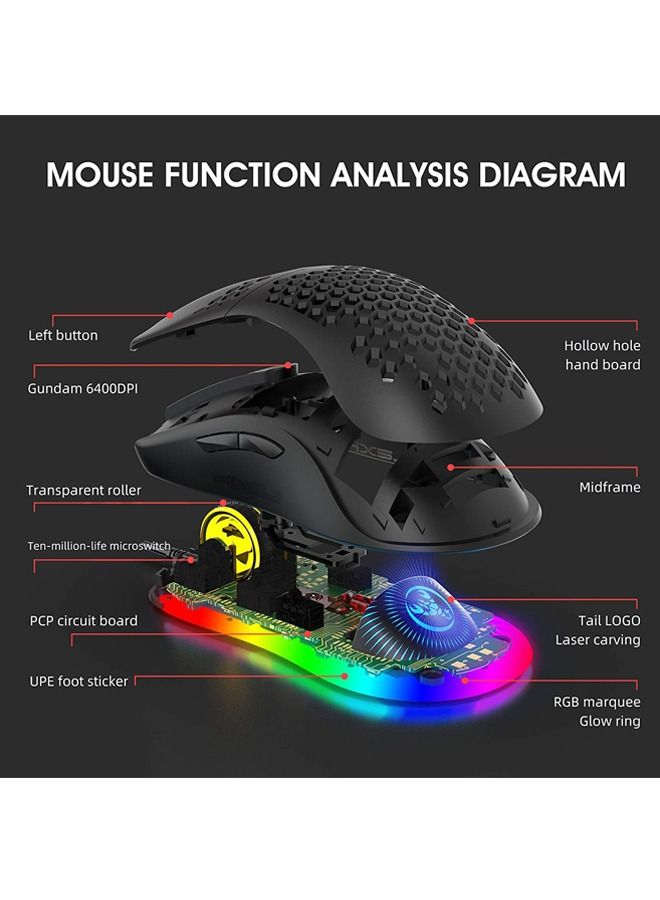 USB Wired Gaming Mouse Supports Macro Programming Honeycomb Light Macro Mouse with 7 Buttons RGB Backlight up to 8000 DPI Black
