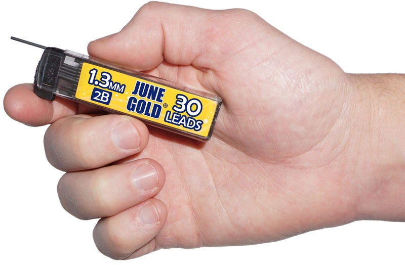 June Gold 120 Pieces, 1.3 mm 2B Lead Refills, 30 Pieces Per Dispenser, Medium Bold Thickness, Break Resistant Lead/Graphite (Pack of 4 Dispensers) - Image 2