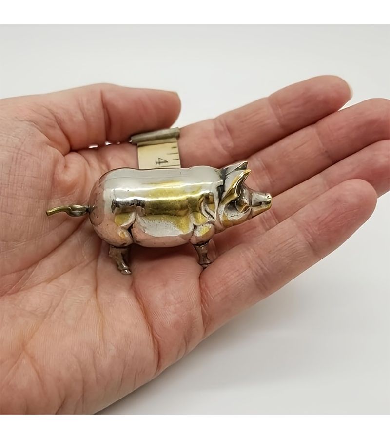 Vintage Mini Pig Tape Measure Brass Sewing Soft Tape Portable Retractable 1pc - Image 2