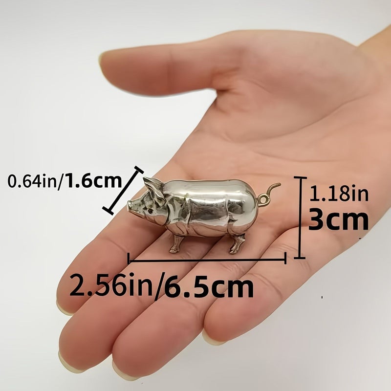 Vintage Mini Pig Tape Measure Brass Sewing Soft Tape Portable Retractable 1pc - Image 3