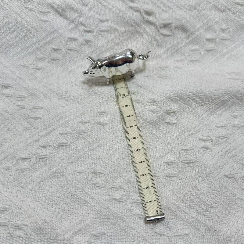 Vintage Mini Pig Tape Measure Brass Sewing Soft Tape Portable Retractable 1pc - Image 1