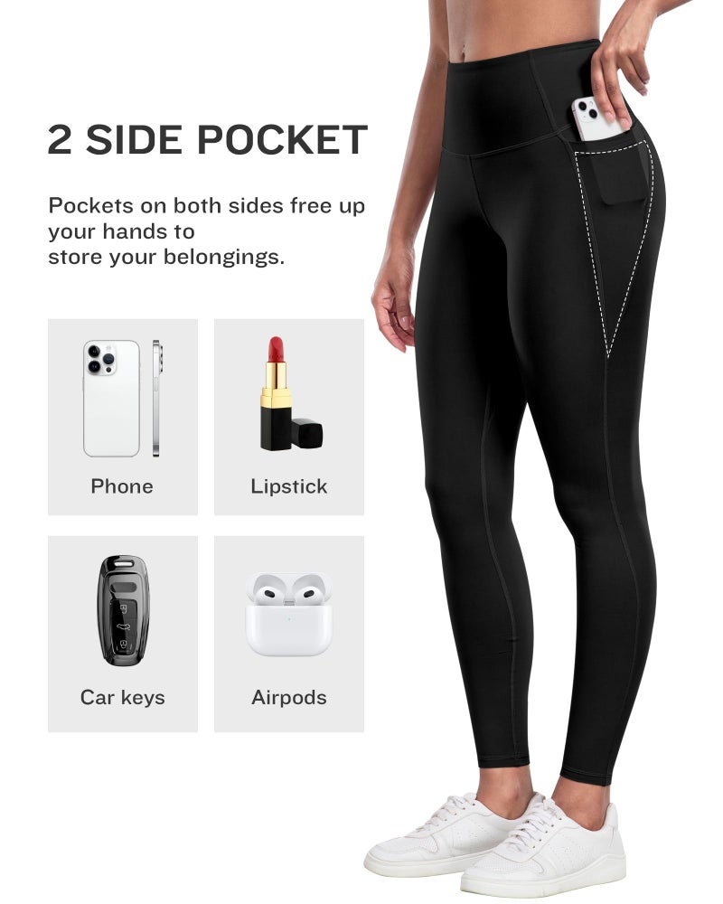 LZYVOO Leggings with Pockets for Women, 6 Packs Soft High Waisted Tummy Control Workout Yoga Pants(6Black-L) - Image 3