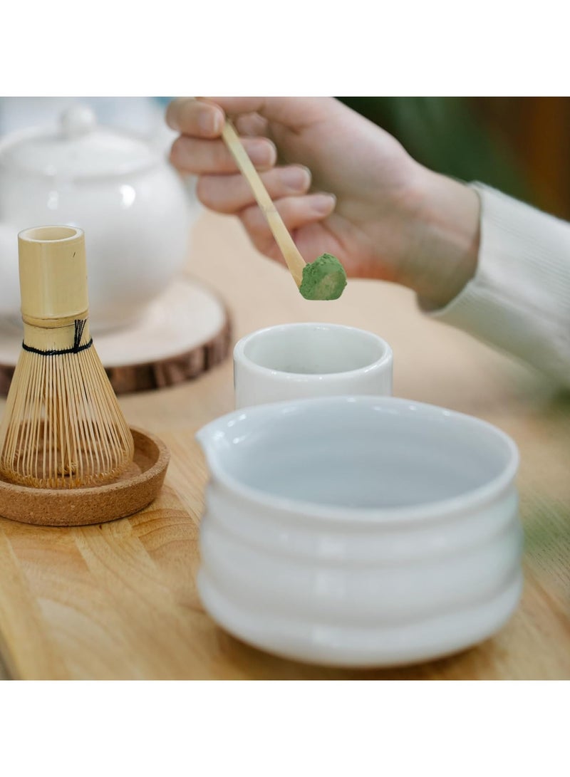 TDAO Matcha Tea Whisk Set 4 Pieces Includes Bamboo Whisk Scoop Holder and Matcha Bowl with Spout Pure White Matcha Kit for Daily Use and Gift - Image 3
