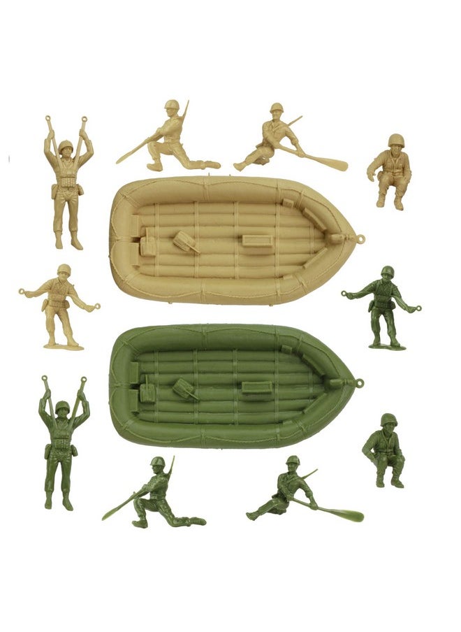 BMC Toys Bmc Marx Plastic Army Men Beach Assault - Green Vs Tan 24Pc Ww2 Us Soldiers - Made In Usa  - Image 1