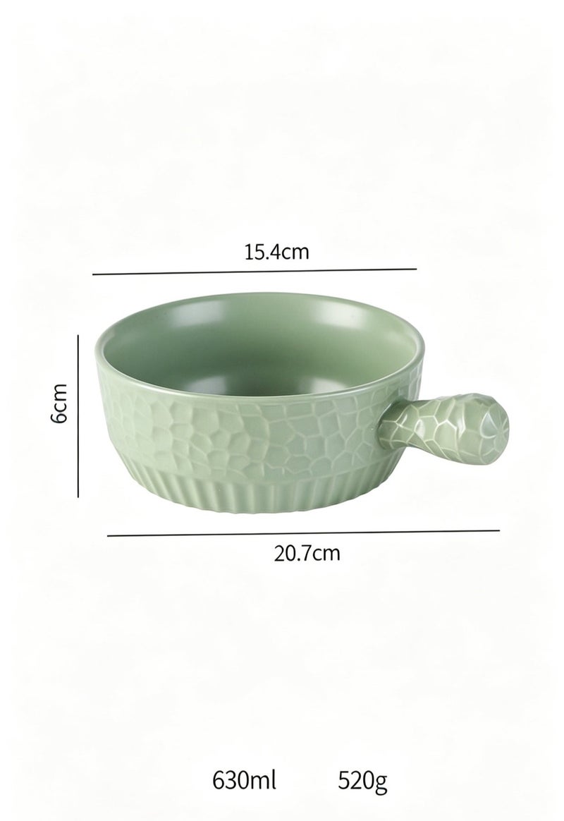 Round Ceramic Soup Bowl with Handles Porcelain Serving Bowls 22 Oz /650 ml for Pizza Soup Salad Set for 1 - Image 2