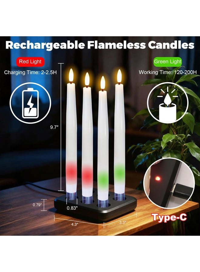 Wondise Rechargeable Flameless Taper Candles, Battery Operated Candles with Remote&Timer, Real Wax LED Candlesticks 3D Wick Flickering for Home Wedding Christmas Decor - Image 2