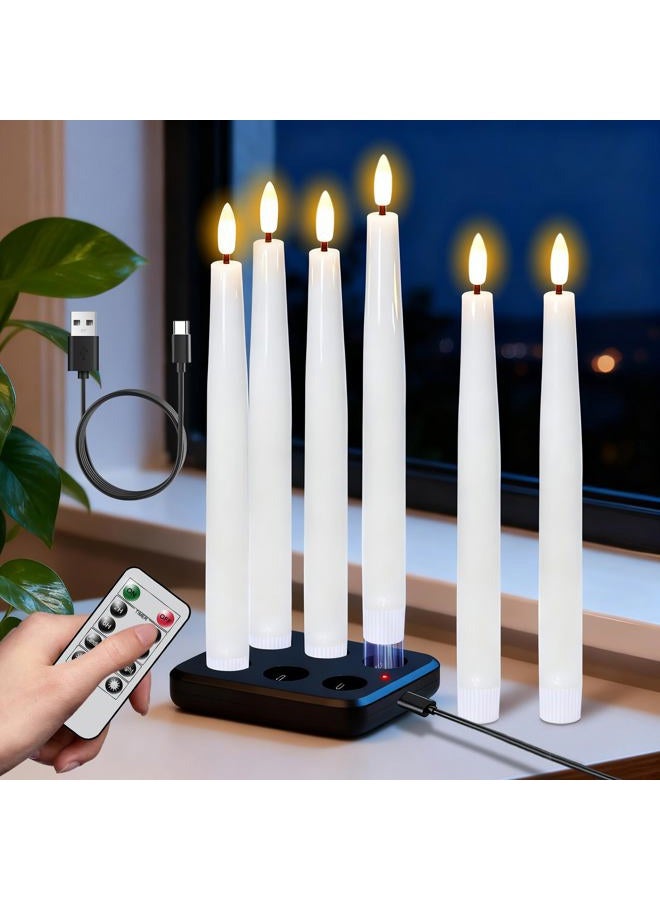 Wondise Rechargeable Flameless Taper Candles, Battery Operated Candles with Remote&Timer, Real Wax LED Candlesticks 3D Wick Flickering for Home Wedding Christmas Decor - Image 1
