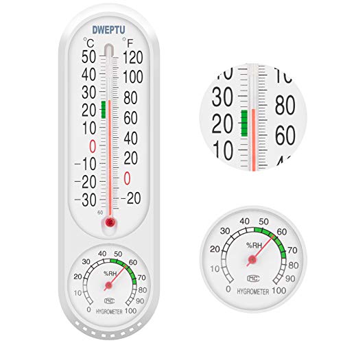 DWEPTU Outdoor/Indoor Thermometer Hygrometer Humidity Meter Thermometers Temperature Humidity Gauge Meter with Celsius/Fahrenheit (℃/℉) for Patio Field Cellar Garden Humidors Greenhouse Closet by DWEPTU - Image 1