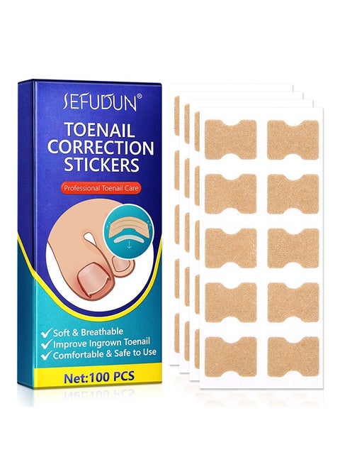 Ingrown Toenail Corrector Patch, 100PCS Ingrown Toenail Corrector Strips, Toenail Correction Patches, Ingrown Toenail Treatment Tool Foot Care, No-Glue Toenail Correction Stickers
