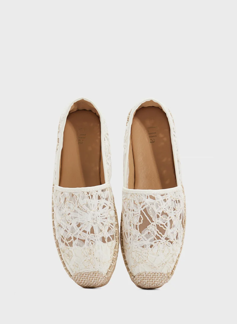 ELLA White Casual Lace Espadrille for Women | Best Price UAE