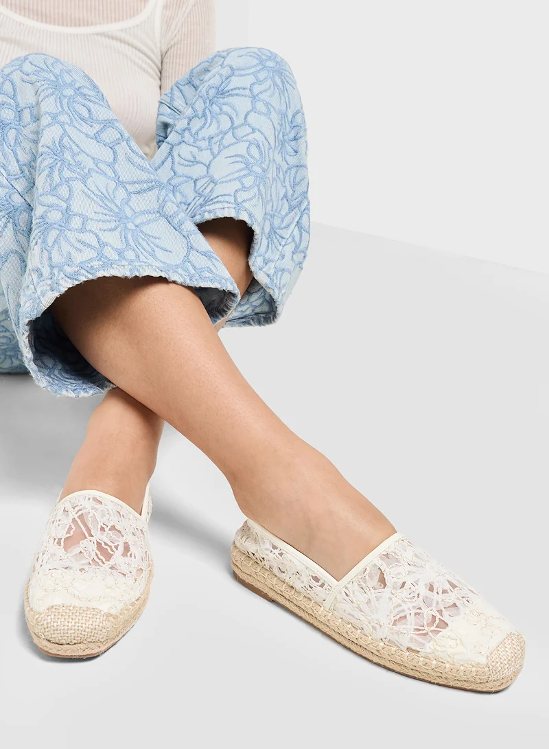ELLA White Casual Lace Espadrille for Women | Best Price UAE