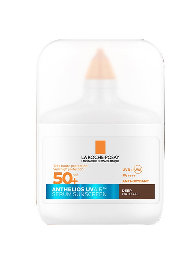 La Roche-Posay Anthelios UVAir Deep Natural Shade Sunscreen Serum SPF 50+ with Niacinamide; Daily Facial Sunblock for Men/Women; Light as Air Texture with Invisible Finish for All Skin Types 50ML - Image 1