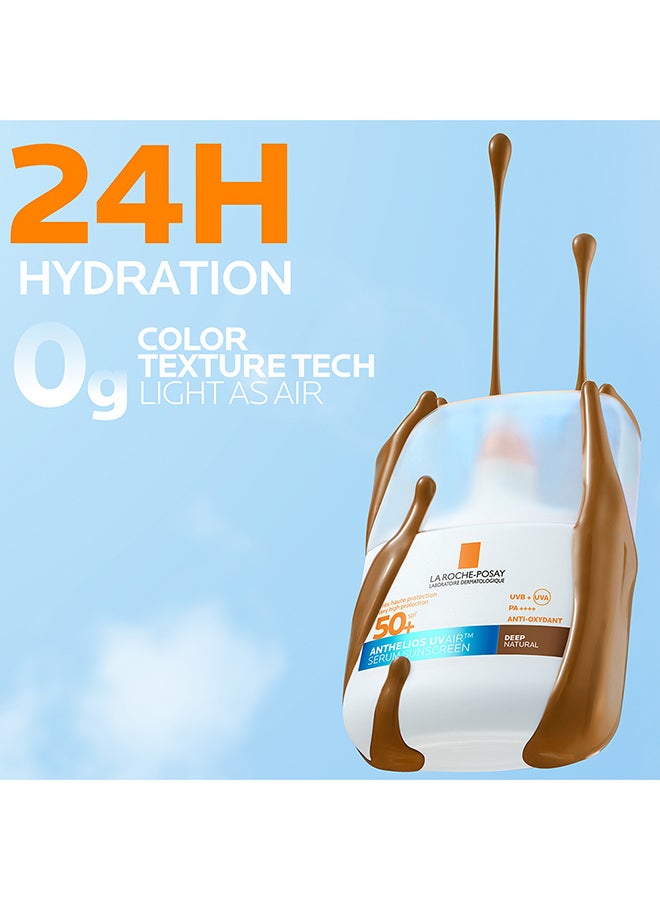 La Roche-Posay Anthelios UVAir Deep Natural Shade Sunscreen Serum SPF 50+ with Niacinamide; Daily Facial Sunblock for Men/Women; Light as Air Texture with Invisible Finish for All Skin Types 50ML - Image 5